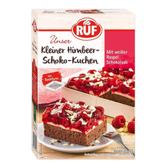 RUF Kleiner Himbeer-Schokokuchen, Mini-Kuchen Mit Feiner Puddingcreme, Himbeeren Und Weißen Schokoraspeln, Inkl. Backform, 1X252G Směs na pečení a vaření Naty Shop 252 G (1Er Pack) Himbeere