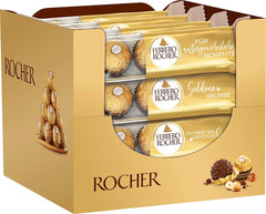 Ferrero Rocher – Křupavé a krémové oříškové pralinky – dárek k Valentýnu pro něj a pro ni – 16 balení po 4 jednotlivých pralinkách