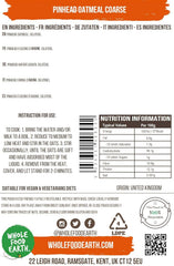 Wholefood Earth Pinhead Ovesné vločky hrubé stabilizované 3kg | Bez GMO | Bohaté na vlákninu