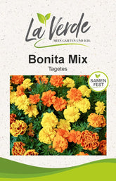La Verde MOJE ZAHRADA A JÁ. Tagetes Bonita Mix květinová semínka na cca. 100 rostlin, dlouho kvetoucí měsíčky, dvojité květy, semena bez GMO