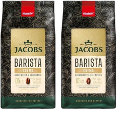 Boabe de cafea Jacobs Barista Crema 1kg – Echilibrate, note citrice, nuci, boabe Arabica și Robusta, intensitate 5/10, ideale pentru Caffè Crema (pachet de 2)