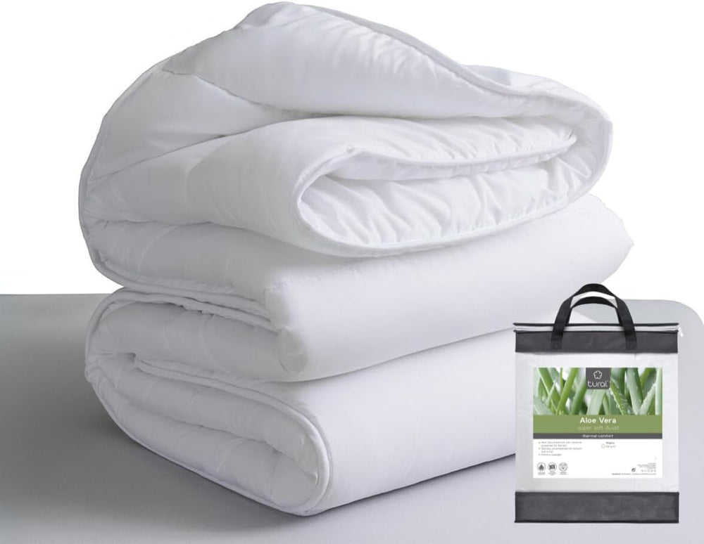 Tural - Plapumă 150 X 220 cm cu tratament Aloe Vera, umplere cu fibre 300 G/M², moale, respirabilă, certificată Oeko-Tex (alb, pat 90 cm) Plapumi si pilote Naty Shop 150X220