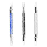 3 Stück Nagel Pinsel Silikon, Nagelkunst Skulptur Stift, Doppel Köpfe DIY Maniküre Werkzeug, Strassstein Picker, Gel Schnitzen Pinsel Für Design, Shaping Drawing Carving Nagelfolie