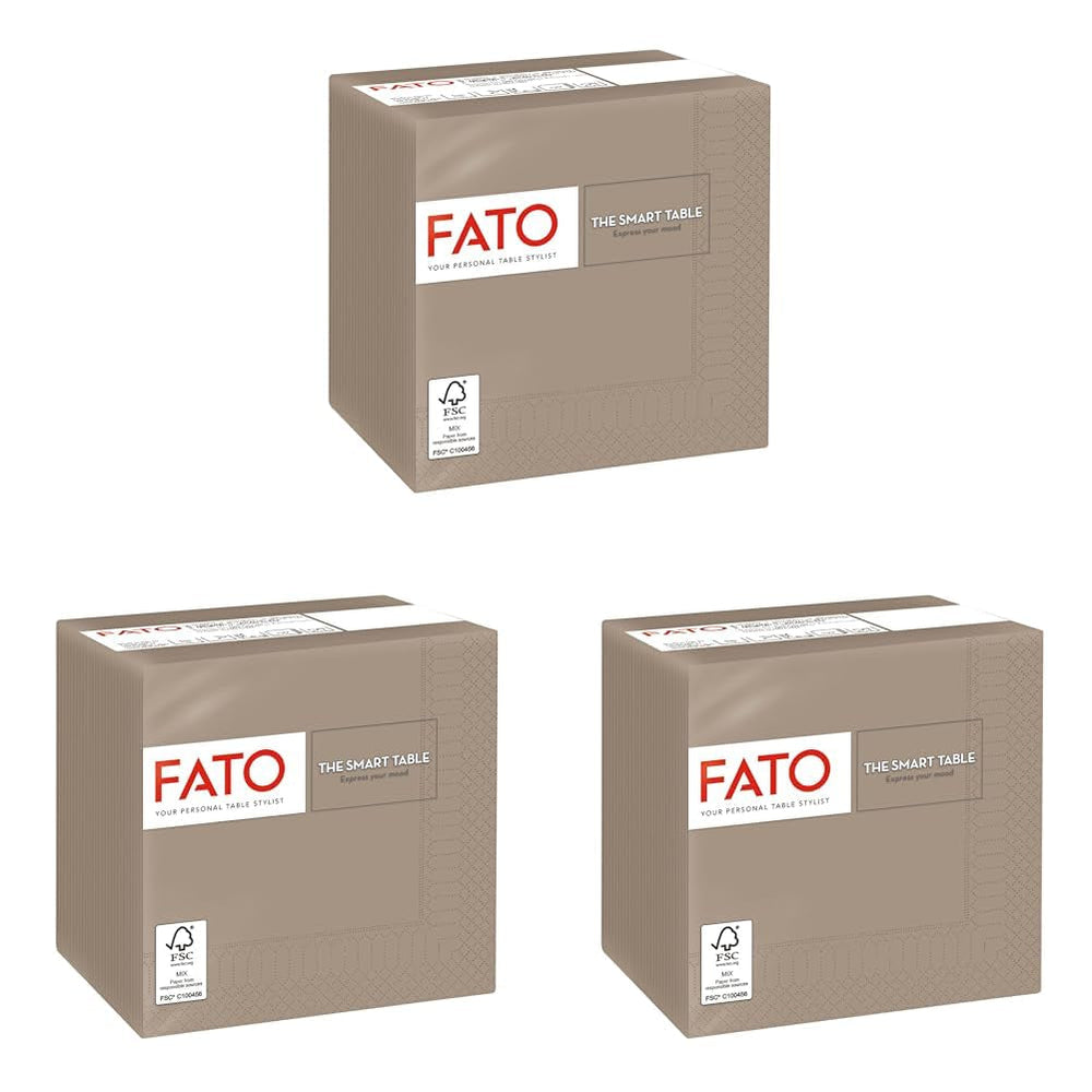 , Șervețele de hârtie de unică folosință, Ideale pentru aperitive și cocktailuri, Pachet de 100 șervețele, Dimensiune 24X24 pliate în 4, 2 straturi, Culoare Turtledove, 100% hârtie din celuloză pură, certificat Fsc