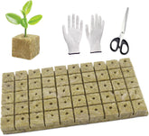 50 ks podložka na pěstování z minerální vlny, kostka z minerální vlny, izolace z minerální vlny, podložka na pěstování z minerální vlny s nůžkami a rukavicemi pro pěstování bez půdy, hydroponii a přesazování