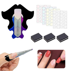 100 de șabloane pentru unghii, șabloane de modelare, autoadezive, cu 4 foi de tampoane adezive transparente pentru unghii și 3 pile de unghii, accesorii pentru extensii de unghii cu gel, pentru unghii artificiale