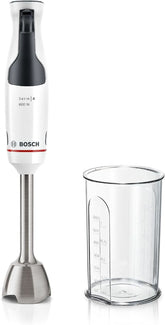 Bosch Stabmixer Ergomaster Serie 4 MSM4W210, Einhändig Bedienbar, Edelstahl-Klingen, Verschleißfreie Keramik-Kupplung, Mixbecher, Quattroblade, Antisplash Funktion, Einschaltsperre, 600 W, Weiß Mama si Copilul Naty Shop