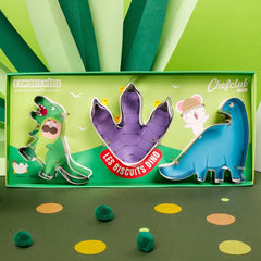 Chefclub Kids - Set de forme de biscuiți cu dinozauri - Bucătărie pentru copii - T-Rex, amprentă și Diplodocus - Rețete + Videoclipuri - Coacere jucăușă pentru familie - Cadou pentru vârste de 4 ani și peste