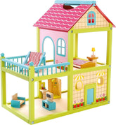 Casă de păpuși Bino, jucărie pentru copii de la 3 ani, jucărie pentru copii (casă mare de păpuși din lemn, 41 piese, 2 niveluri de joc, casă de joacă luxoasă cu accesorii și decorațiuni reale), multicoloră Casute de papusi Naty Shop Titlu implicit