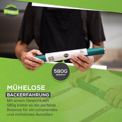 Nudelholz - Teigroller aus Silikon und Edelstahl - Modernes Nudelholz bez Griffe mit Antihaftwirkung, Fondant und Teig im Handumdrehen ausrollen, Backutensilien