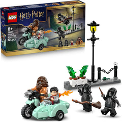 LEGO Harry Potter Hagrids a Harrys Flucht aus dem Ligusterweg - Motorrad Spielzeug mit 4 Minifiguren - 2 Todesser, eine Strassenszene - Geschenk für Mädchen, Jungen und Fans ab 8 Jahren - 76459