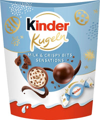 Kinder Balls Milk & Crispy Bits Sensations 90g – Kuličky z mléčné čokolády s mléčnou náplní a kakaovými lupínky – velikonoční čokoláda, velikonoční cukroví – velikonoční dárek a suvenýr