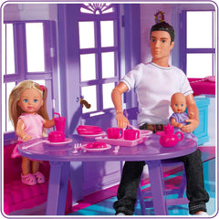 Simba 104661996 - Steffi Love Dreamhouse, velký domeček na hraní, 4 pokoje, BEZ LOUTEK, 84 cm vysoký, dvě patra, funkční zvonek, skládací domečky pro panenky Naty Shop