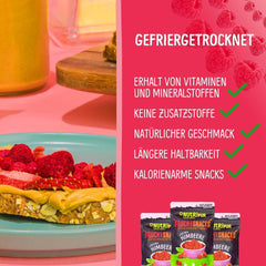 Fructe liofilizate: 100g zmeură liofilizată pentru smoothie bowls, muesli, toppinguri pentru terci - fructe de pădure liofilizate fără zahăr adăugat - fructe de pădure liofilizate - fructe de la NutriPur Produse deshidratate Naty Shop