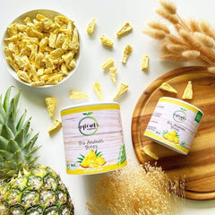 myfruits ananas organic liofilizat, 300g, fructe uscate fără aditivi, 100% ananas în bucăți mari, fructe liofilizate pentru muesli sau ca gustare Produse deshidratate Naty Shop