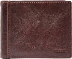 Portofel bifold din piele Ingram pentru bărbați Fossil 11,43 cm L x 1,905 cm l x 8,89 cm H Portofel Barbati Naty Shop Maro
