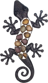 Șopârlă perete metal tonuri de pământ 60 x 30 x 1,5 cm, colorat, estandar Statuete si sculpturi Naty Shop Titlu implicit