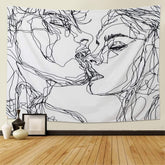 Tapiserie lomohoo abstract sketch art negru alb kissing Casa - Accesorii si Decoratiuni Naty Shop Schiță abstractă de artă 130L X 150B Cm