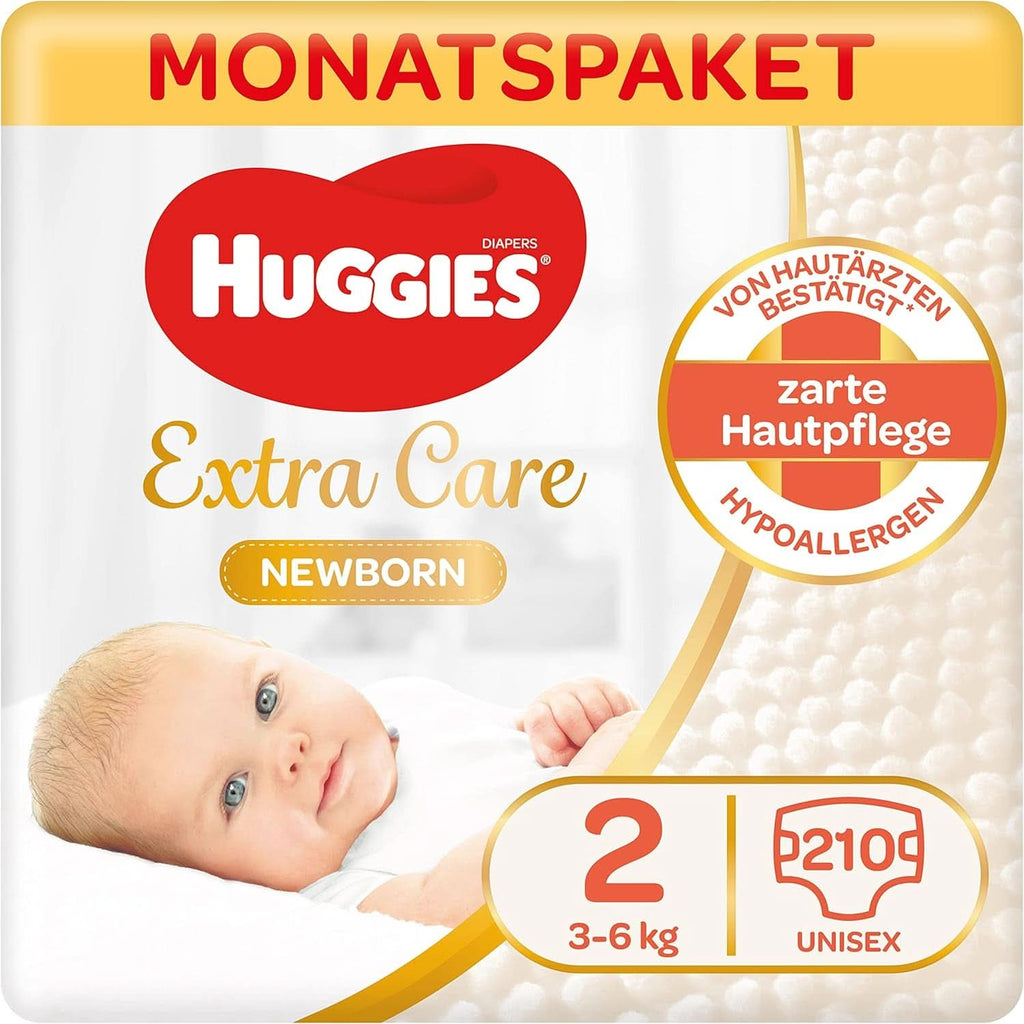 Huggies Newborn Scutece pentru copii mărimea 2, de la 3 la 6 kg, Pentru nou-născuți, Cu indicator de umezeală, 210 scutece Mama si Copilul Naty Shop