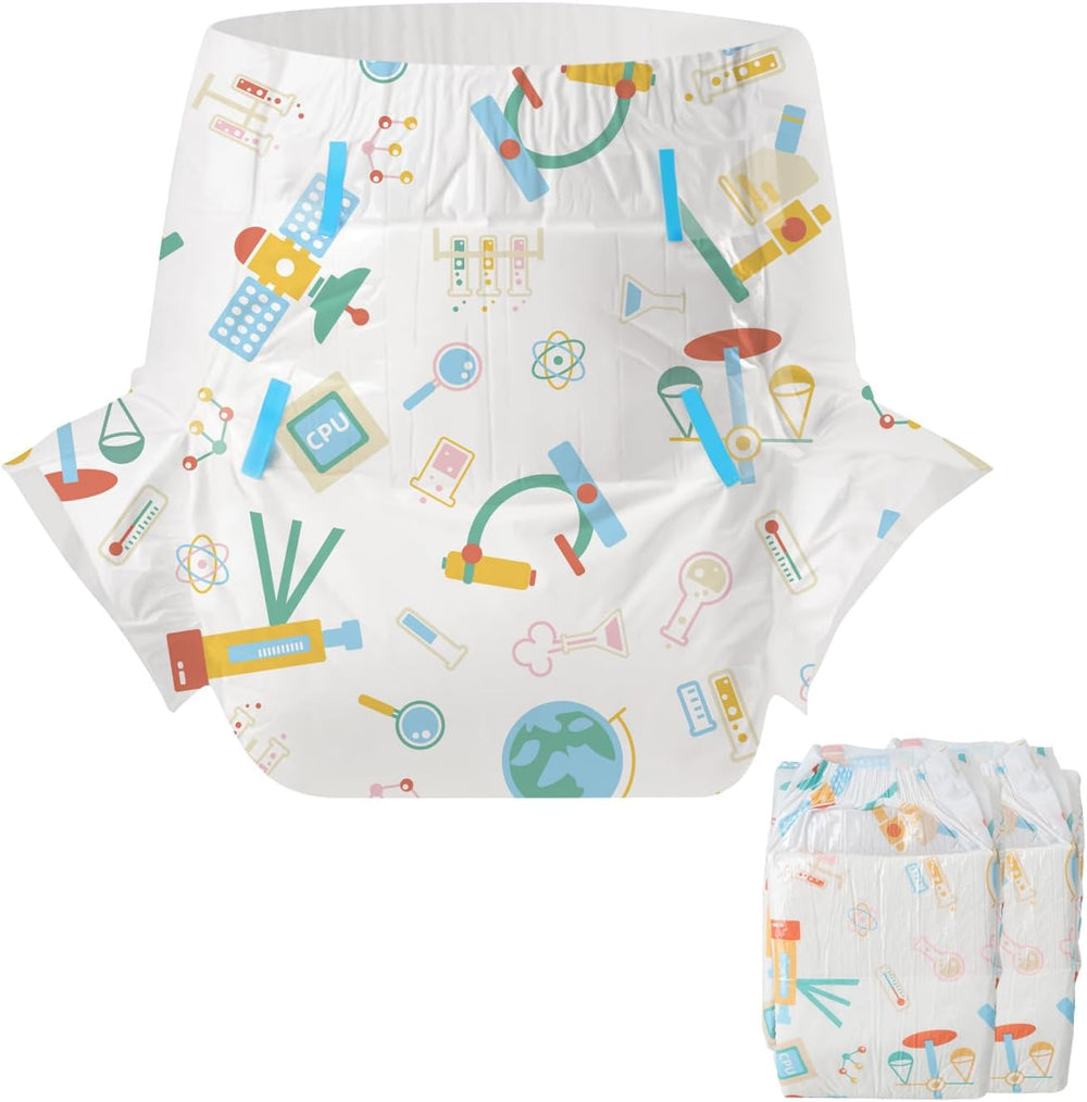 CutiePlusU Plenky pro dospělé 2 balení Jednorázové inkontinenční kalhotky s klopami pro ženy a muže Maximální savost přes noc - Malý princ (střední 71-96 cm)