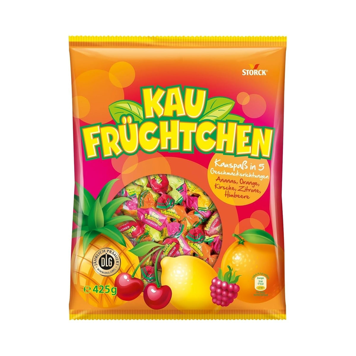 Kaufrüchtchen – 1 x 425G – karamely s pěti ovocnými příchutěmi Naty Shop 425 gramů