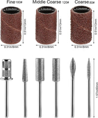 Burghiu de unghii diamantat MWOOT pentru pile de unghii electrice cu mâneci de șlefuit benzi de șlefuit, burghie de unghii, accesorii pentru unghii artificiale, îndepărtarea cuticulelor