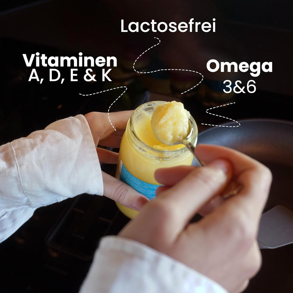 Ghee Easy 850g Ghee Bio von Grasgefütterten Kühen - Ghí máslo bez Zusatzstoffe - Zertifiziert Organisch & Biologisch - Hochreines Ayurveda Ghí bez laktózy a lepku - 100% Europäisch