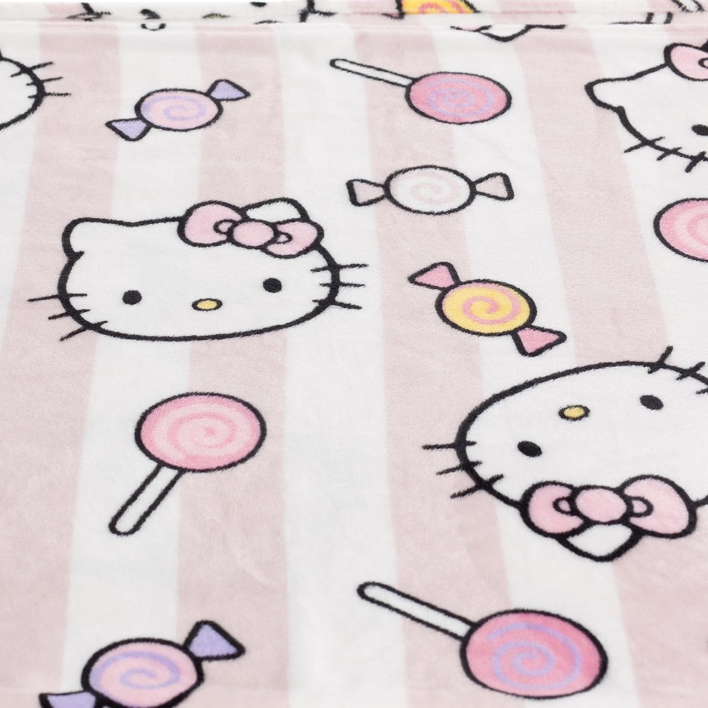 Přehoz Hello Kitty, růžový, měkká deka 130X170Cm, přehoz z mikrovlákna nebo přehoz na rozkládací pohovku. Kvalita s certifikátem Oekotex, Postele a deky Sanrio Besuche den Kanguru-Store