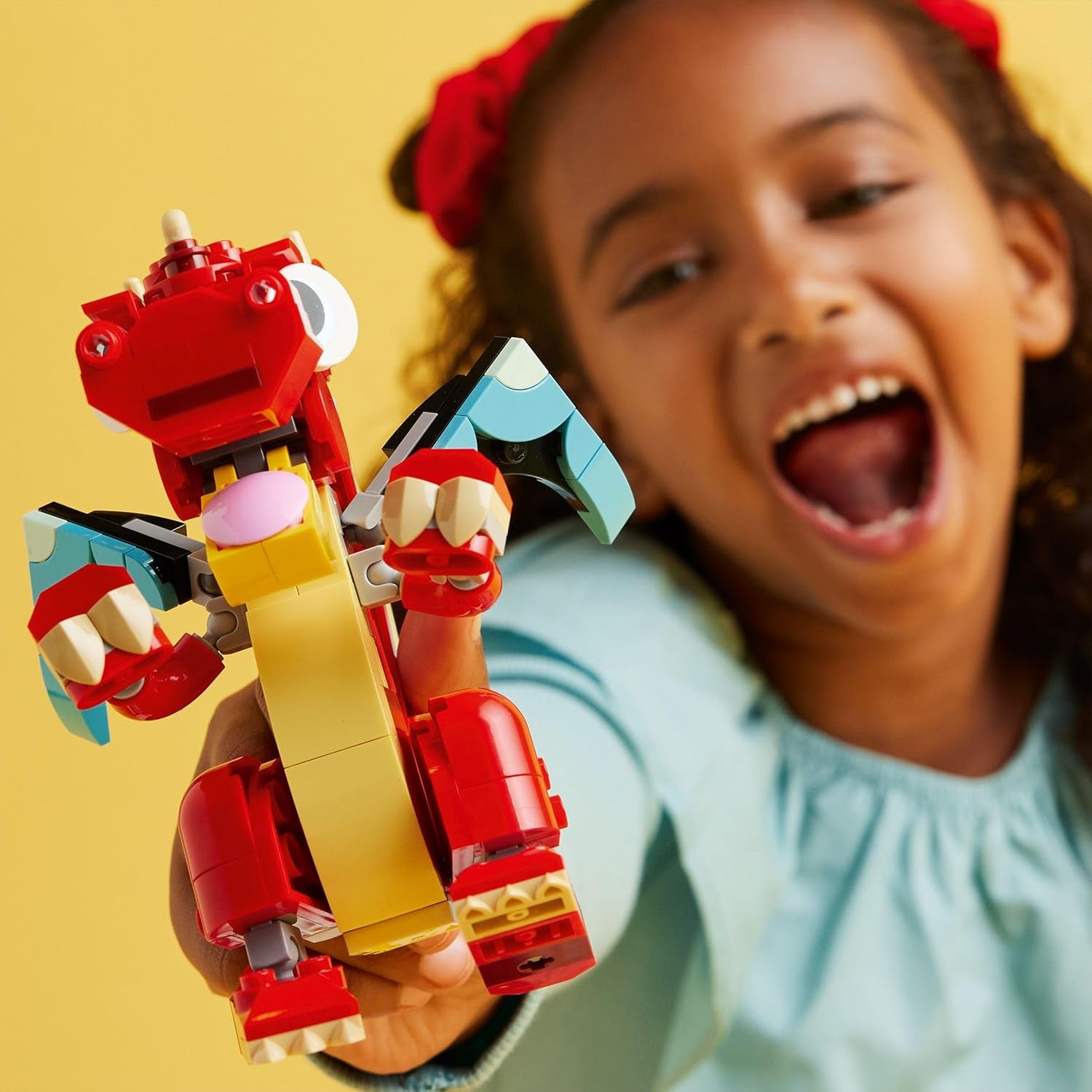 LEGO Creator 3v1 Hračka červeného draka pro rybí figurku k modelu ptáka Fénixe, sada zvířecích figurek, dárky pro chlapce, dívky a děti od 6 let 31145
