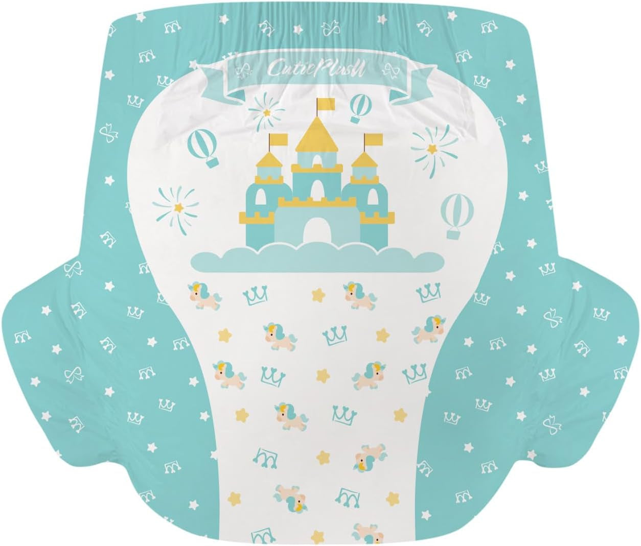 CutiePlusU Plenky pro dospělé 2 balení Jednorázové inkontinenční kalhotky s klopami pro ženy a muže Maximální savost přes noc - Malý princ (střední 71-96 cm)