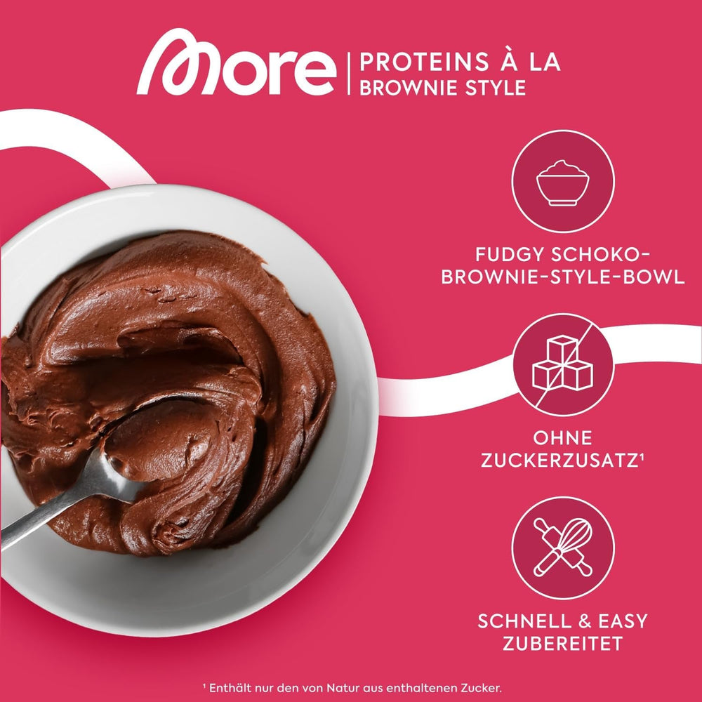 MORE Protein Brownie, 600G, Vegan Backmischung Für Brownies Mit Der Extra Portion Protein, Geprüfte Qualität - Made in Germany Směs na pečení a vaření Naty Shop