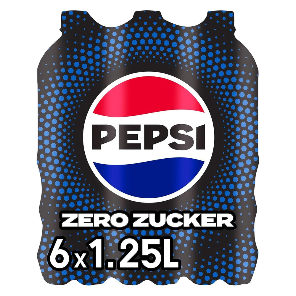 Pepsi Zero Sugar, Nealkoholický nápoj bez cukru, cola s kofeinem, sada 6 x 1,25 litrů Nealkoholické nápoje Naty Shop