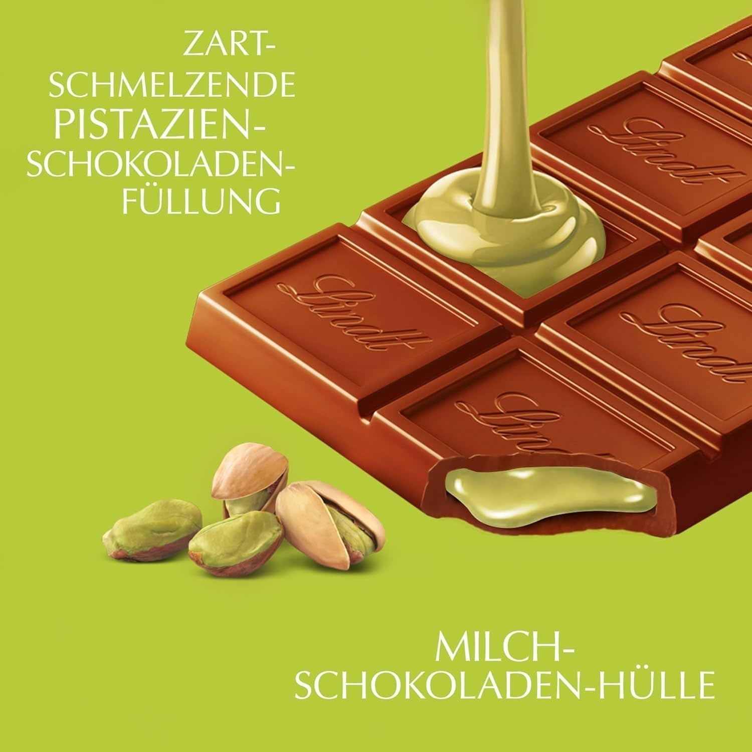 Lindt Schokolade LINDOR Pistazie, Promotion | 100 G | Feinste Vollmilch-Schokolade Mit Unendlich Zartschmelzender Füllung Mit Pistaziengeschmack | Schokoladentafel | Schokoladengeschenk, 2023 Version Naty Shop
