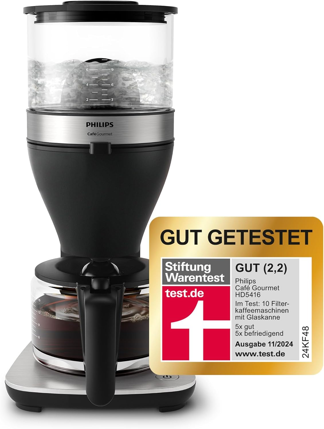 Espressor Philips cu filtru – capacitate de 1,25 litri, până la 15 cești, Boil & Brew, negru/argintiu (HD5416/60)