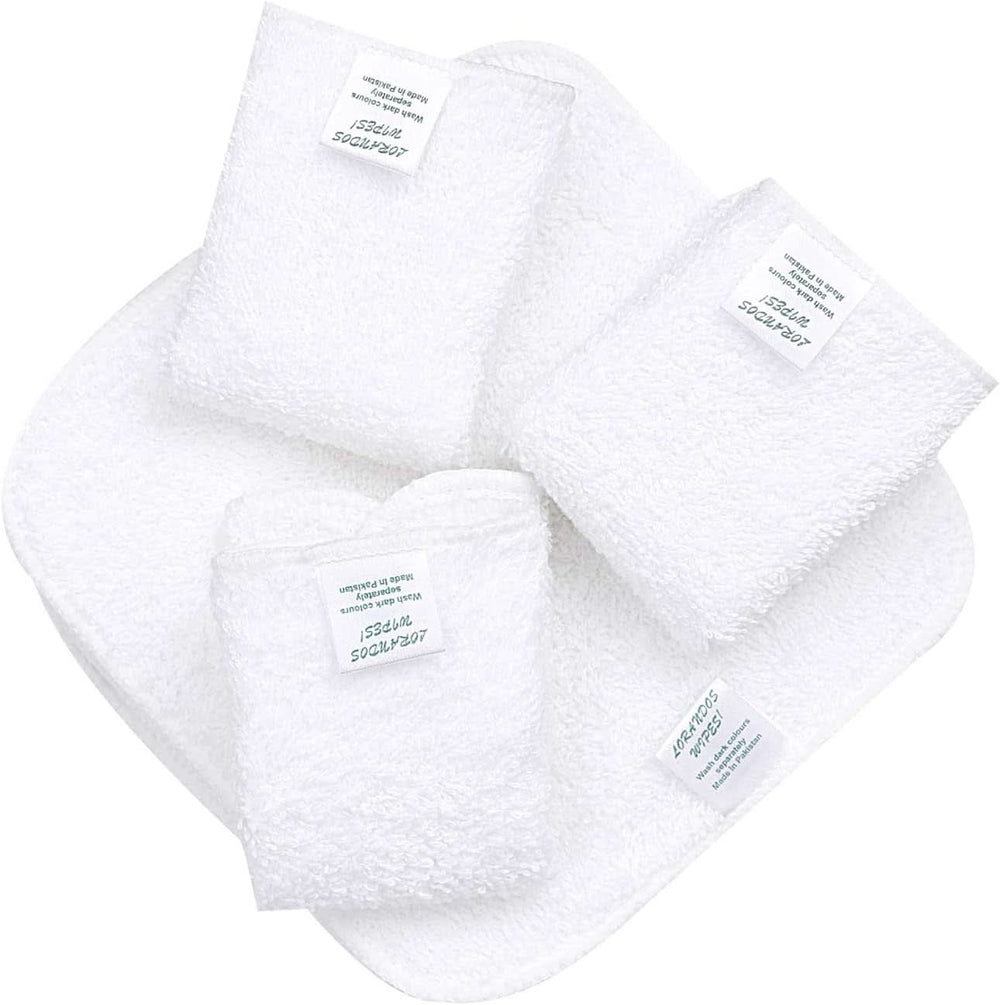 Opakovaně použitelné ubrousky pro děti 100% froté bavlna (25 balení - 15X15Cm - bílá) neparfémované, omyvatelné, ultra jemné a super savé Mother and Child Naty Shop