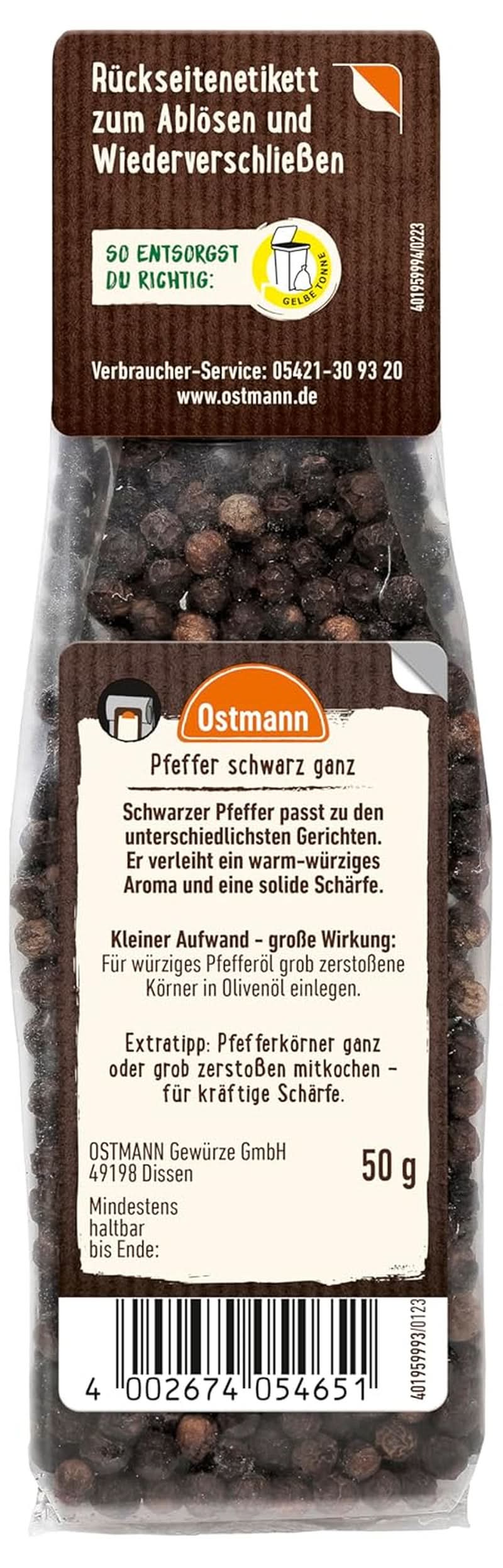 Ostmann černý pepř (1 X 50 G) Koření Naty Shop