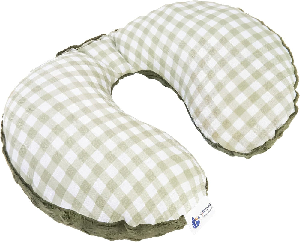 Medi Partners Perna de gât pentru copii Suport pentru gât 100% bumbac / minky pernă de gât pentru copii pentru mașină cărucior călătorie călătorie somn pernă de gât snooze roll (REH cu gri Minky) Perne ortopedice cervicale Naty Shop Verificat cu nurcă de culoare măslinie