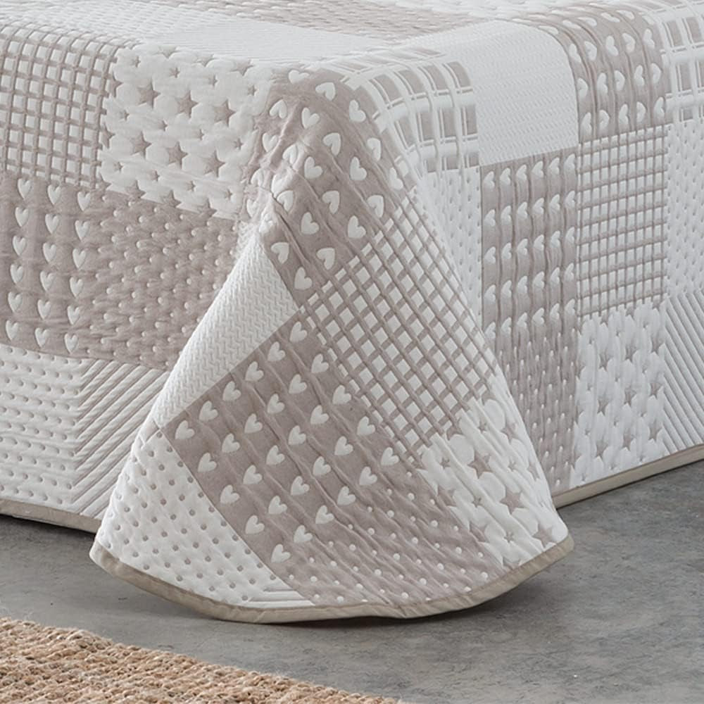 VIALMAN Colcha Bouti Ligera Přehoz na postel Sofia 21, polyester bavlna, béžová, Cama 150: 250 X 270 cm Postele a přikrývky Besuche den VIALMAN-Store