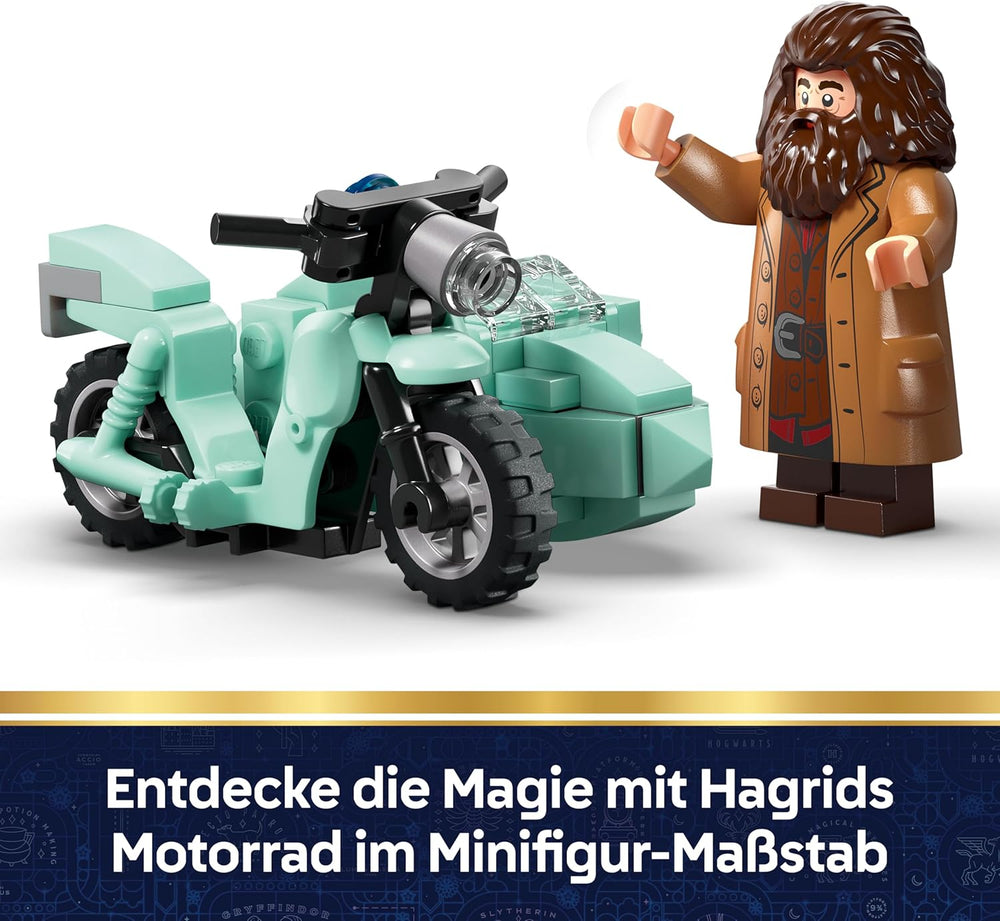 LEGO Harry Potter Hagrids a Harrys Flucht aus dem Ligusterweg - Motorrad Spielzeug mit 4 Minifiguren - 2 Todesser, eine Strassenszene - Geschenk für Mädchen, Jungen und Fans ab 8 Jahren - 76459