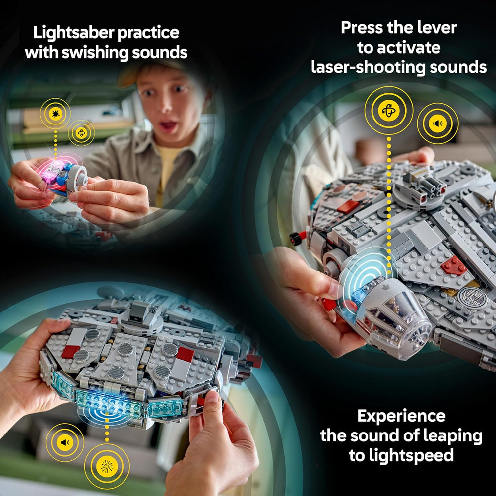 LEGO Star Wars 75426 SMART Play: Millennium Falke Modell - Kompatibilní Interaktives Spielzeug inkl. 4 SMART štítky a 4 minifigurky – nápady na dárky pro chlapce a dívky od 9 let a dospělé fanoušky
