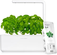 Click and Grow Growbox, chytrá zahrada, jednodušší než hydroponický systém pěstování, vnitřní zahrada, bylinková zahrada, vnitřní skleník se 3 rostlinnými kapslemi v ceně, bílá