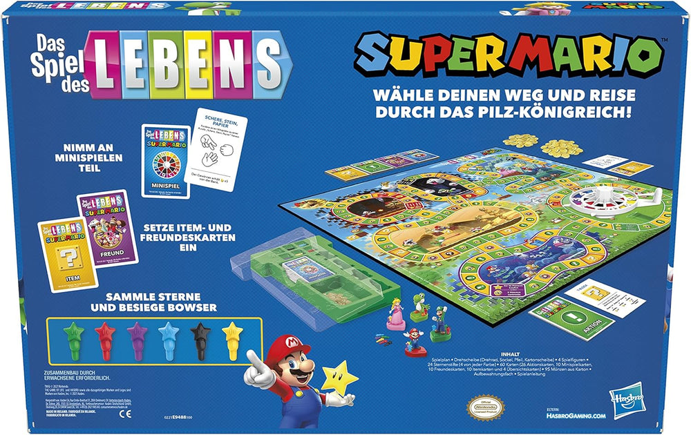 Desková hra Hasbro The Game of Life Super Mario pro děti od 8 let, hrajte minihry, sbírejte hvězdy a bojujte s Bowserem