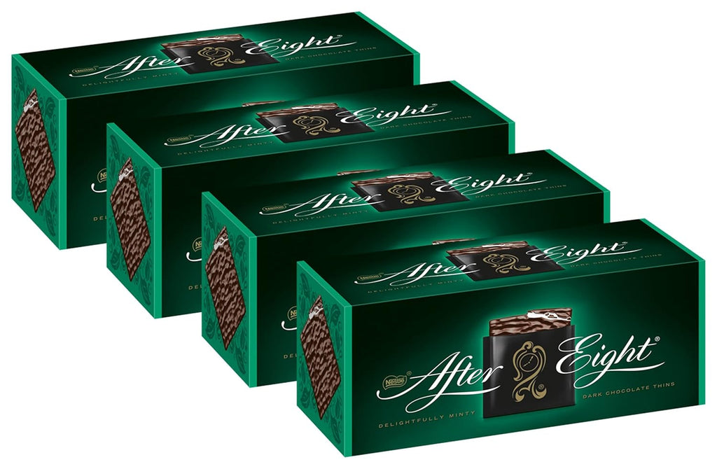 NESTLÉ after EIGHT, tablete subțiri de ciocolată neagră cu umplutură de cremă de mentă Bomboane de Ciocolata Naty Shop 4 x 200 grame Tablete de ciocolată