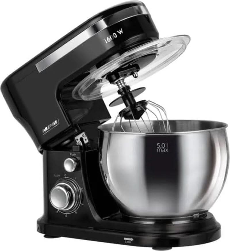 MPM - Planeten-Küchenmaschine Mit 2 Rührschüsseln 4 & 5 litrů - 1600W Küchenmaschine - Schwarz Mother and Child Naty Shop