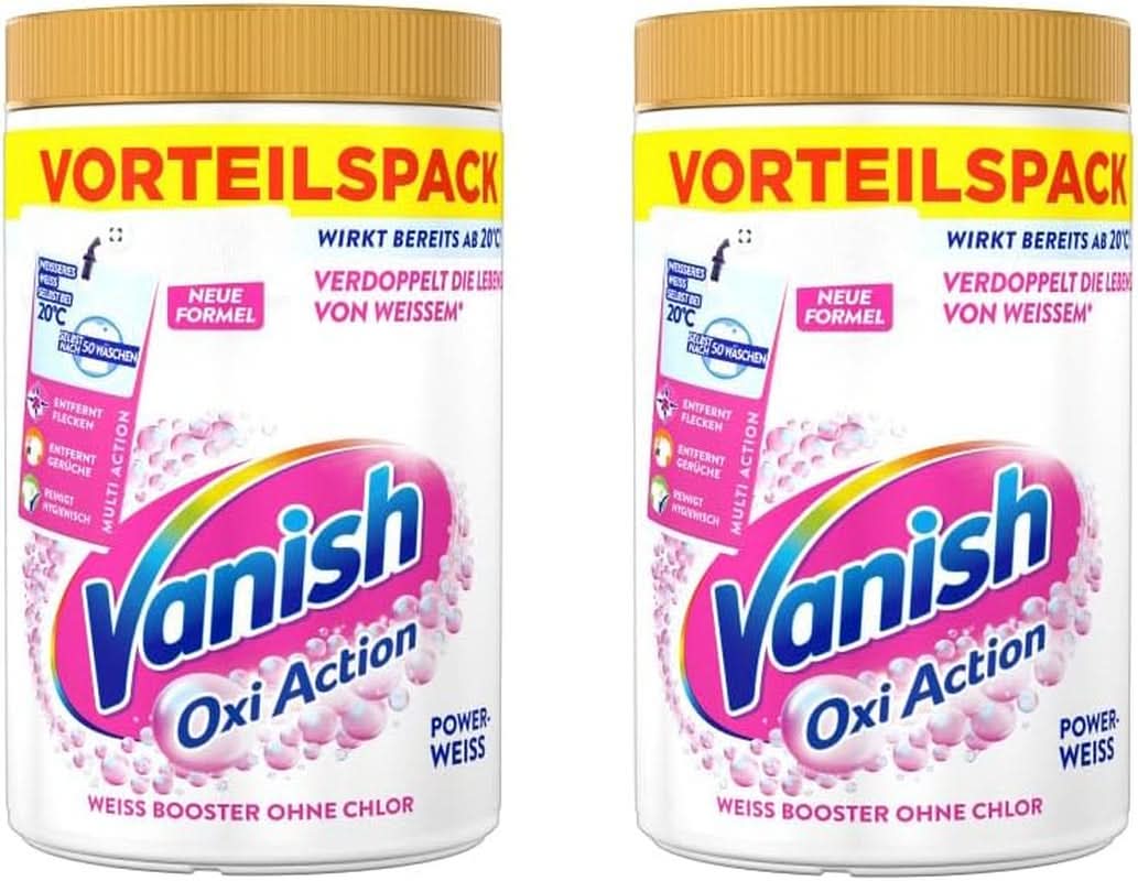 Vanish Oxi Action Powerwhite Powder - 1 X 1,125 Kg - odstraňovač skvrn a prášek pro zlepšení prádla bez chlóru - na bílé prádlo Prací prostředky Naty Shop