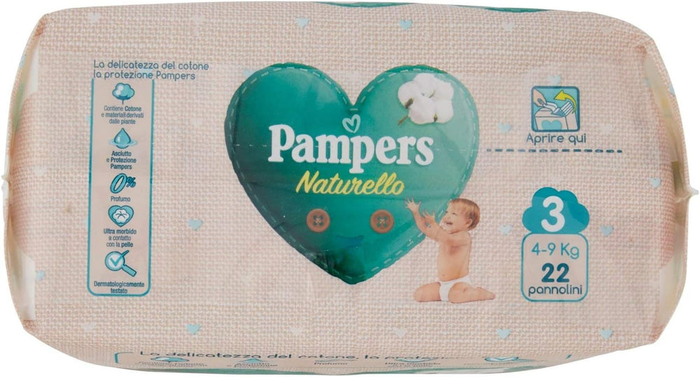 Pampers Naturello Midi, 22 plen, velikost 3 (4-9 kg)