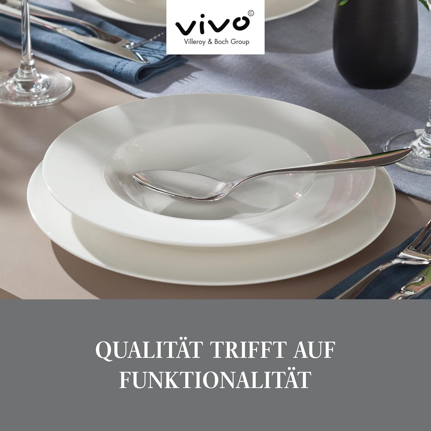 vivo - Villeroy & Boch Group - Set de veselă Basic White cu 30 de piese, potrivit pentru mașina de spălat vase și cuptorul cu microunde, Set de veselă alb, Set de cafea, Ceramică, Farfurii, Cești, Porțelan premium
