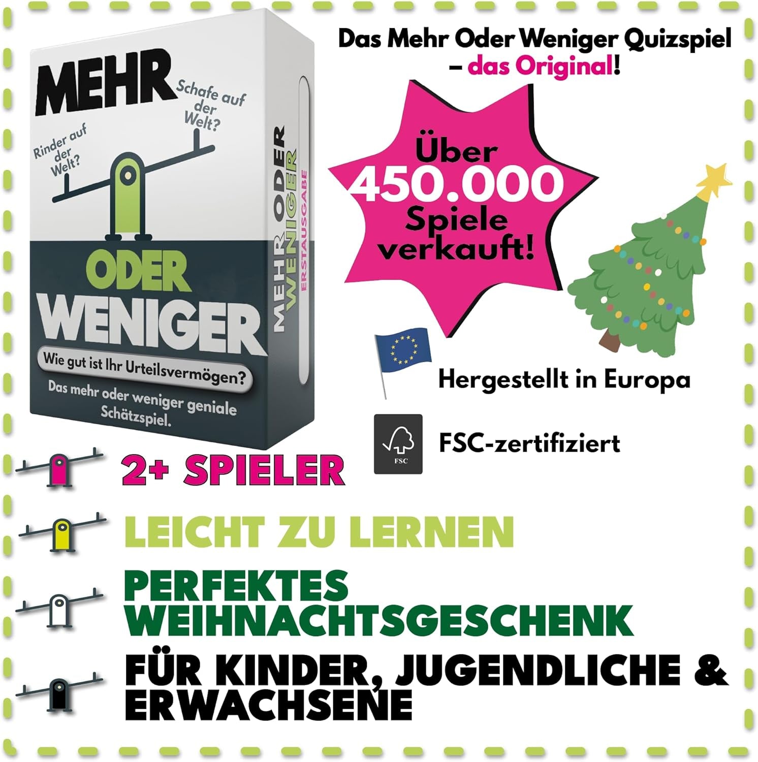 | Mehr Oder Weniger Kartenspiel | Wie gut ist Ihr Urteilsvermögen? Spiel für Erwachsene, Famile & Kinder | 2+ Spieler | Familienspiel | Reisespiel |