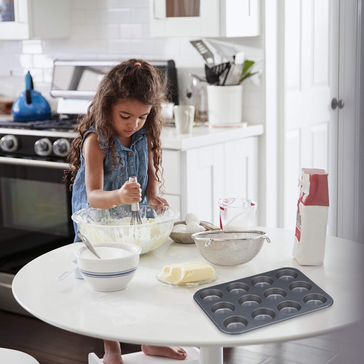 Relaxdays Muffinform, 2Er Set, 12Er Muffinbleche, Antihaftbeschichte, Carbonstahl, Muffins & Cupcakes, Ø 6,5 cm, Pšenice, 10030825 Formy a plechy na pečení Naty Shop