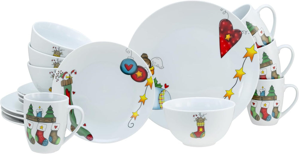 Creatable, 21845, Serie Luna Socken, 12-Teiliges Geschirrset Für 6 Personen, Tafelservice Aus Porzellan, Spülmaschinen- Und Mikrowellengeeignet, Qualitätsproduktion Seturi vesela masa Naty Shop Kombiservice 16-Tlg.